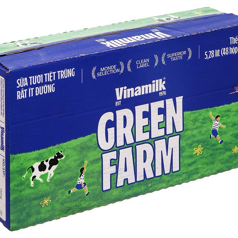 Thùng 48 hộp sữa tươi tiệt trùng rất ít đường Vinamilk Green Farm 110ml