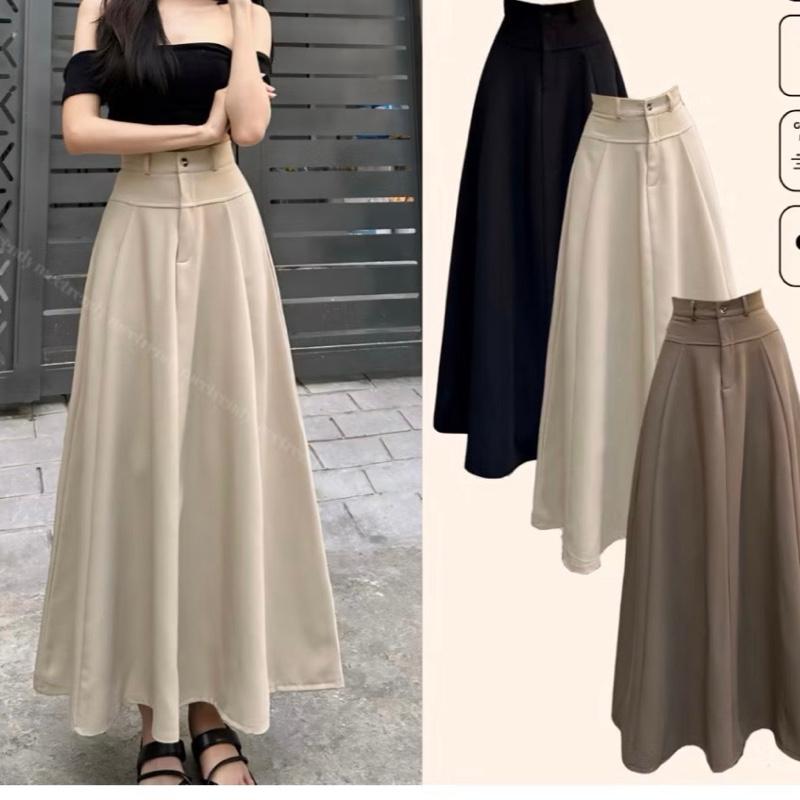  Bigsize 60-140kg chân váy dài chiết eo ghép mảnh trendy hàn quốc 