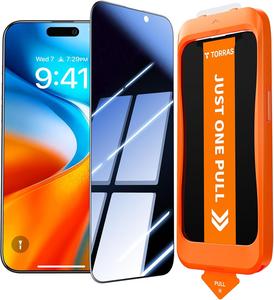 「TORRAS GlassGo Ultra Privacy」 iPhone ガラスフィルム 9H き   97.99%  6.9インチ ガラスフィルム 覗き見防止 保護フィルム 航空宇宙ガラス のぞき見防止 超耐久 米軍規格 さらさら 指紋防止 ワンプル(Just One Pull) ガイド枠付き アイホン Air 用 全面保護 9H越え 落下/破損防止 飛散防止 いphone Air 用 フィルム GlassGo Ultra Privacy(1枚入り 6.5インチ)