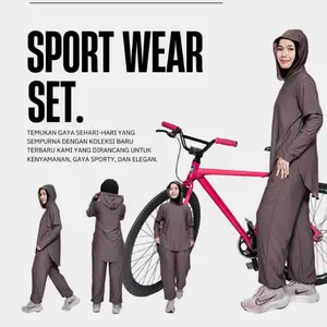 Relinda Setelan Set Baju Olahraga Wanita Muslimah Set Sport Panjang Celana Dewasa Sporty