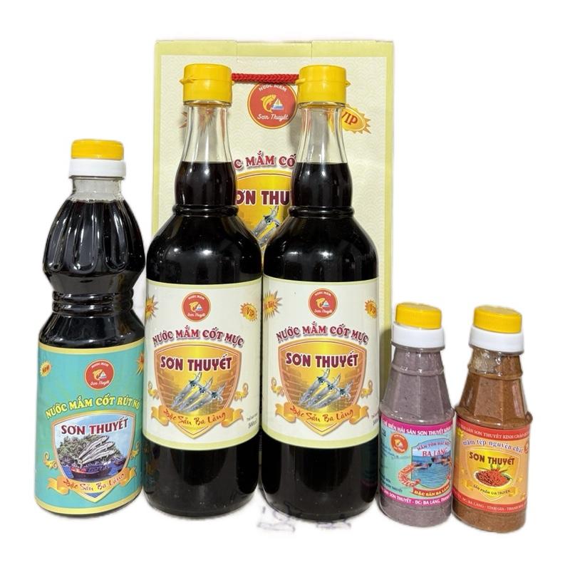 Sét quà tặng Tặng 500ml mắm cốt cá và 100g mắm tôm và tép 1 lít nước mắm cốt mực VIP ba làng thanh hóa
