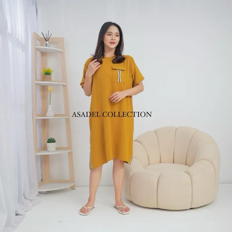 ASADEL | Daster Wanita Terbaru Crinkle Airflow Model Kekinian Dress Wanita Terbaru Dewasa Santai Nyaman