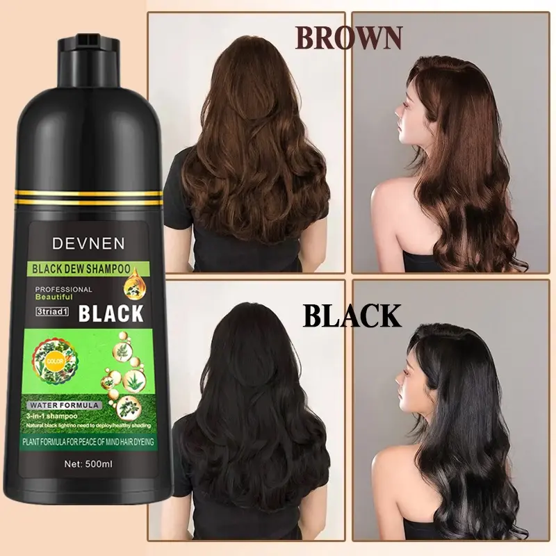 [BPOM & BISA COD] Shampo Penghitam Rambut Uban Shampoo 500ml Pewarna Rambut Dengan Cepat Shampoo Penghitam Rambut Putih Untuk Pria & Wanita 3
