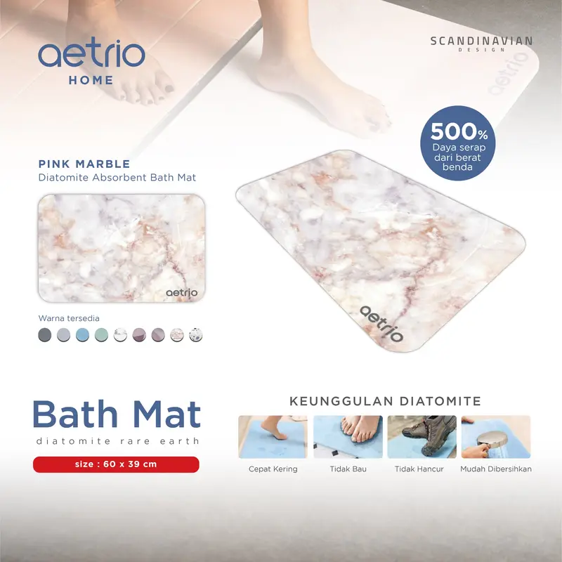 KESET DIATOMITE | BATH MAT PINK MARBLE 0