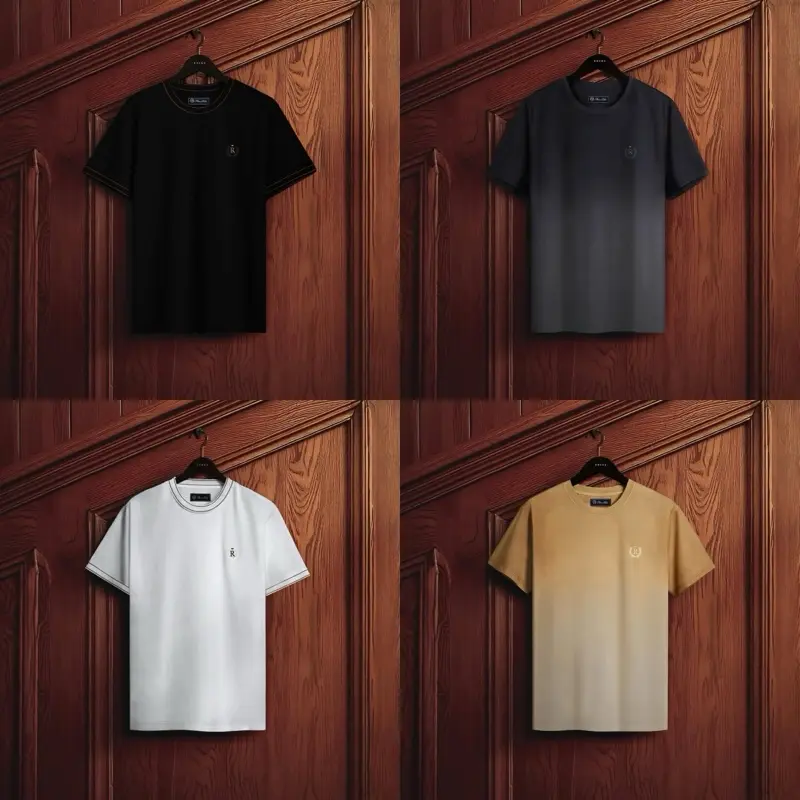 RUCAS Tailor “Textured Long Sleeve” Polo Shirt | “Textured Knitting” Tee - White n Brown | “D’Rise Of Textured” Art Panting Hoodie n Shorts | Gradient Brown Leather | Crown Leather Cap 4