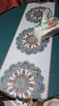 Product Review of Round table suitable tablecloth PVC waterproof and anti fouling cover 140 * 140cm small round table square tablecloth outdoor dining table cloth 4 seats from T**e 0