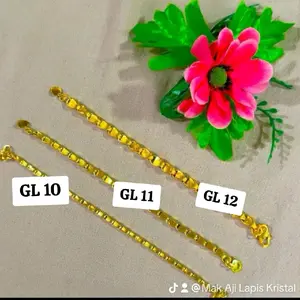 Gelang Padi Lapis Emas Balut Kristal Premium