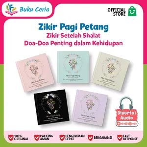 Buku Ceria Zikir Pagi Petang + Audio, Dzikir Setelah Shalat & Doa-Doa Penting, Ukuran Saku 9.5x9.5 cm, Softcover Glossy, 144 Halaman, Bonus Audio