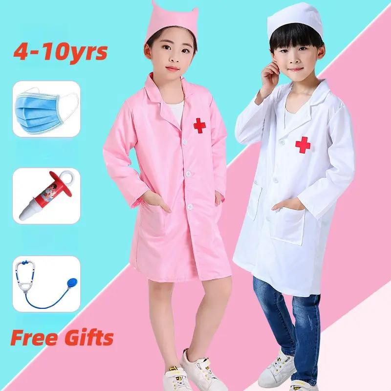 Doctor Costume For Kids 5pcs With Stethoscope Career Guidance Costume For Kids Cosplay Costume For Kids Boys And Girls Nurse Costume For Kids 4-10yrs