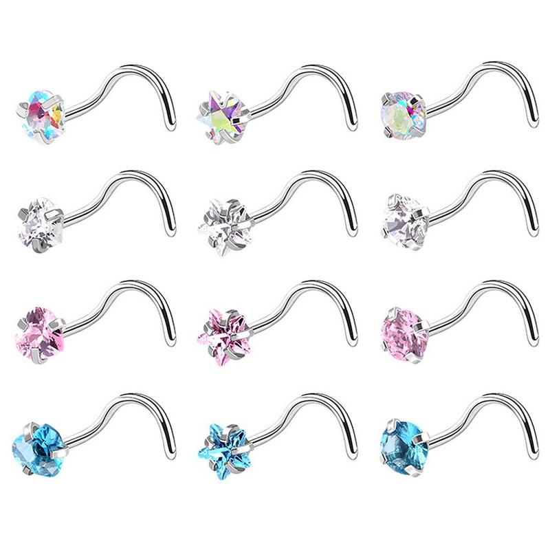 Đinh Tán Mũi Bằng Thép Không Gỉ, 3 Cái / bộ, Bộ Mũi Bằng Thép Titan Góc Phải Hình Ngôi Sao, Xỏ Khuyên, Phụ Kiện Cơ Thể Cho Phụ Nữ Và Nam Giới, # 439646