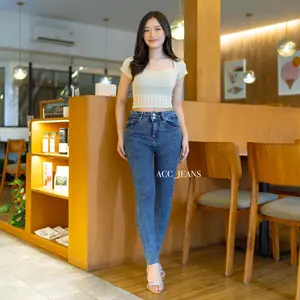 ACCJEANS.SKINNY JEANS STRETCH WANITA MODEL BAWAH TIDAK DIJAHIT