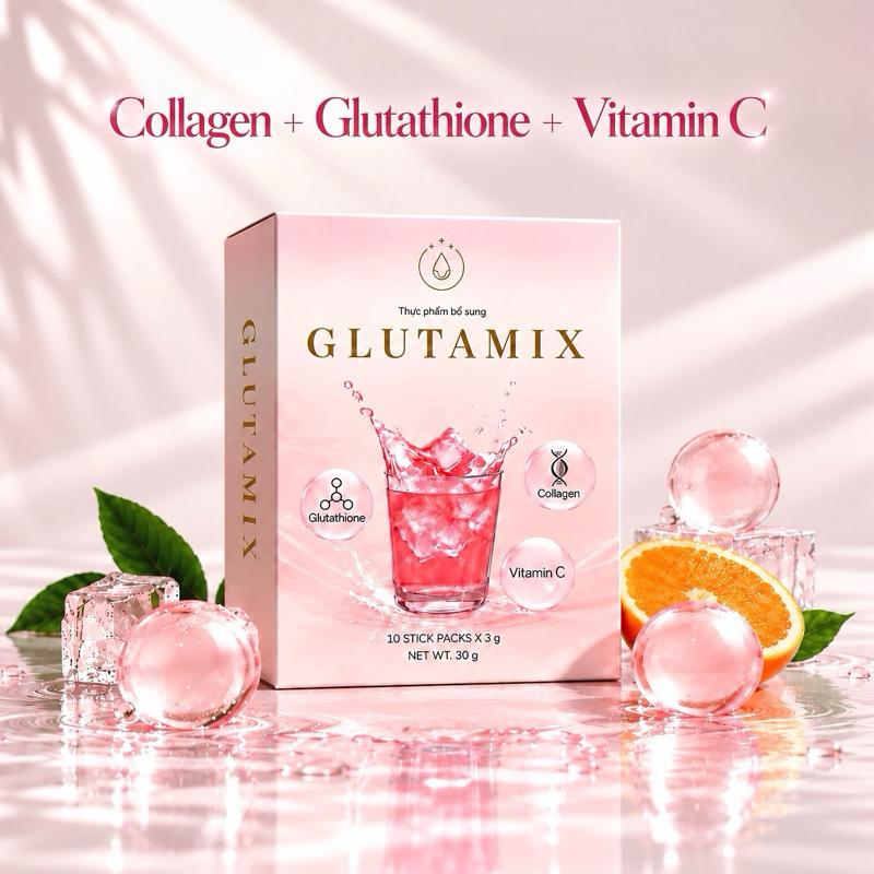 Glutamix Tổng Hợp Collagen, Glutathione, Vitamin C Và Các Loại Rau Củ Trái Cây - Hộp 10 Gói