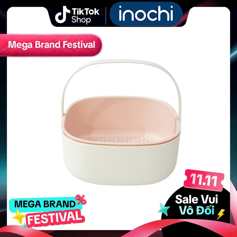 [INOCHI] Bộ thau rổ có quai xách inochi Yoko 27cm, nhựa nguyên sinh cao cấp, kháng khuẩn khử mùi, an toàn sức khỏe.