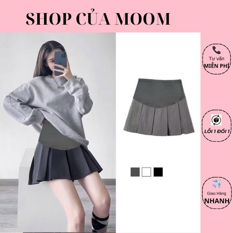 Nhà Moom Chân váy Tennis cho Mẹ Bầu ,dáng ngắn li xoè bản to thời trang Hàn Quốc
