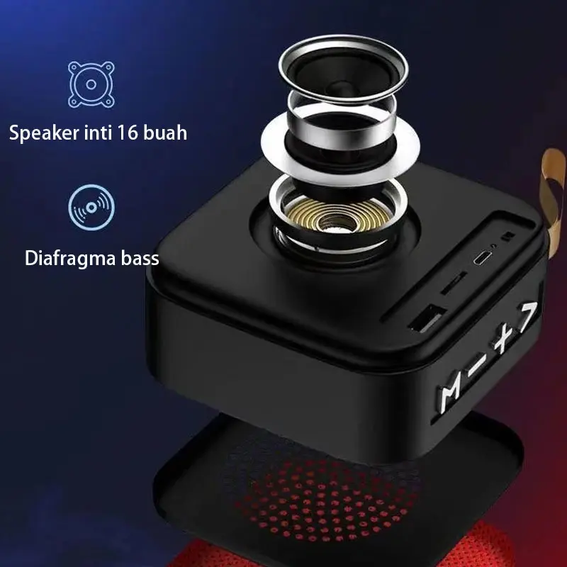 Hijau Army Speaker Bluetooth Portable T5 Wireless Speaker Termura SPEAKER T5 SUPER BASS Wireless box music Kotak Portable Mini Support USB Micro SD full Bass Merah  Hitam Handphone Subwoofer Speker 7