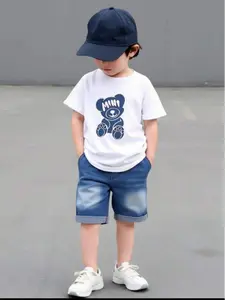 Celana Pendek Jeans Denim Anak Laki-laki Usia 1-6 Tahun Bahan Lembut Adem Pinggang Full Karet Motif Snow Blue Size S M L Comfortable Everyday Wear