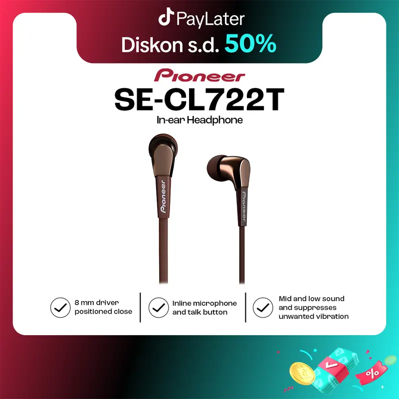 Pioneer SE-CL722T in-Ear headphones - Garansi Resmi IMS metal earphones 0