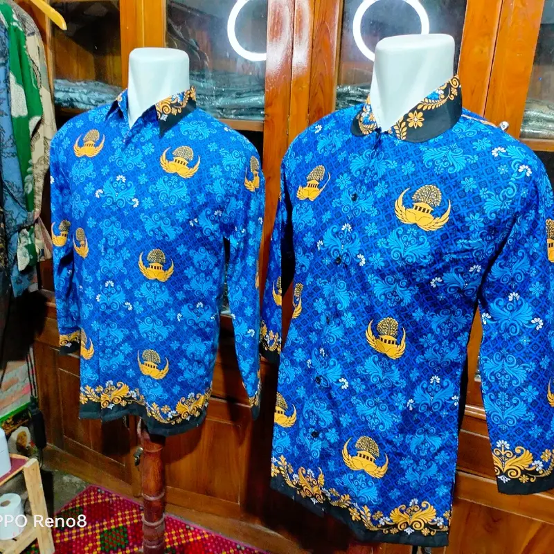BATIK KEMEJA  COWOK &WANITA KORPRI TERBARU LAPIS FURING KRAH HITAM Wanita 4