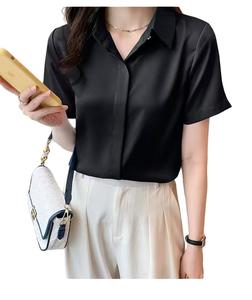 Summer white anti-wrinkle blouse for women with short sleeves, high-end professional formal wear, suitable for business interviews and teaching qualifications exams, satin fabric shirt dolman  tops crop  top  women baju  rotan  berbulu