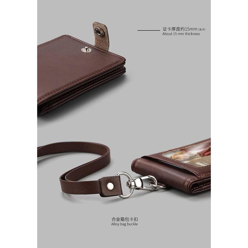 Product Introduction of Real Leather Badge Holder Clear ID Card Pouch Staff Work Chest Cards Name Tag Holders with Lanyard Business Formal Accessories 19