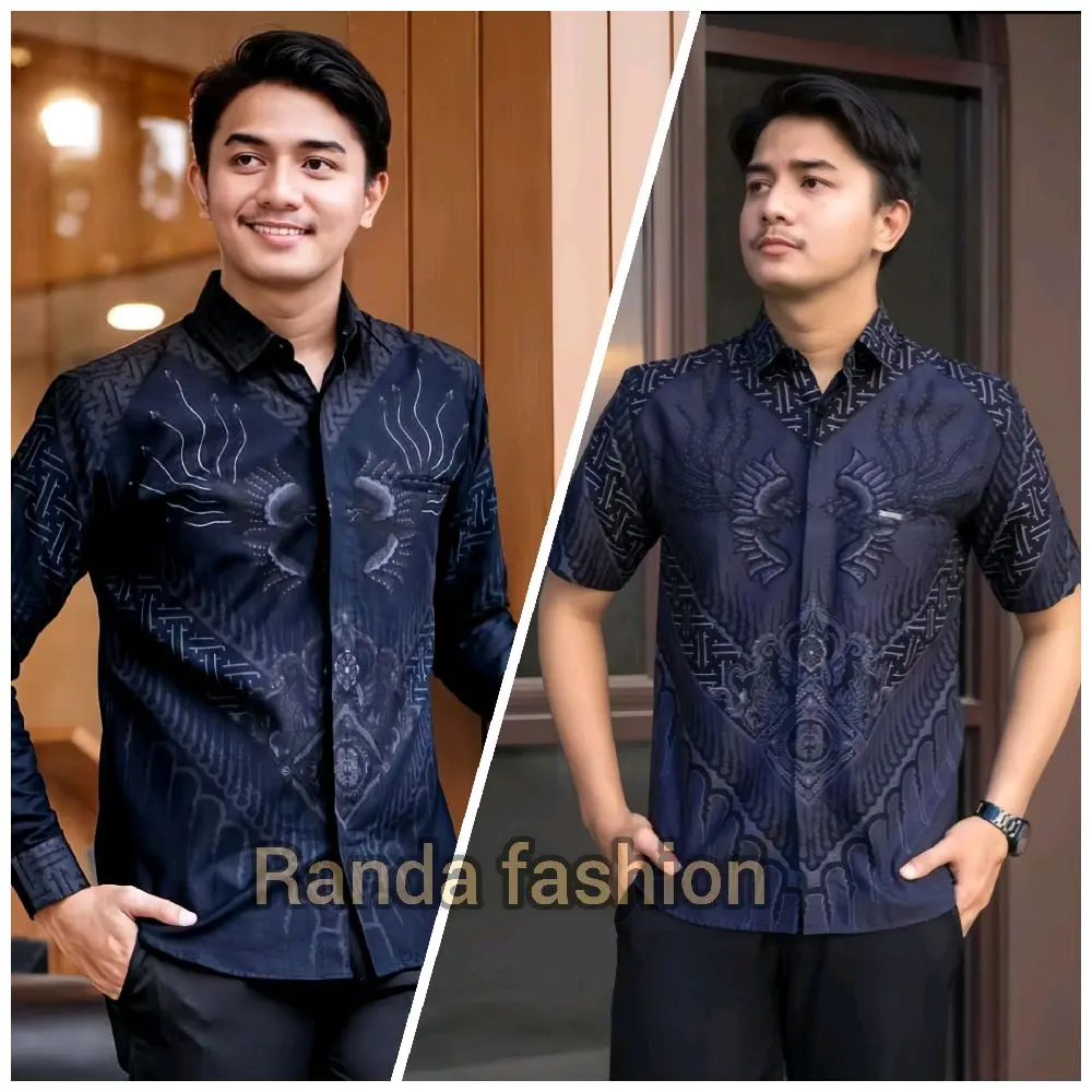 Baju pria dewasa batik pekalongan kemeja lengan pendek motif kekinian modern lemeja formal keren dan style Hem Katun Nyaman