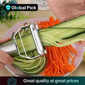 Stainless Steel Durable Vegetable Slicer, Portable Reusable Fruit Vegetable Peeler Cutter, Kitchen Cutting Gadgets, Summer for Gift