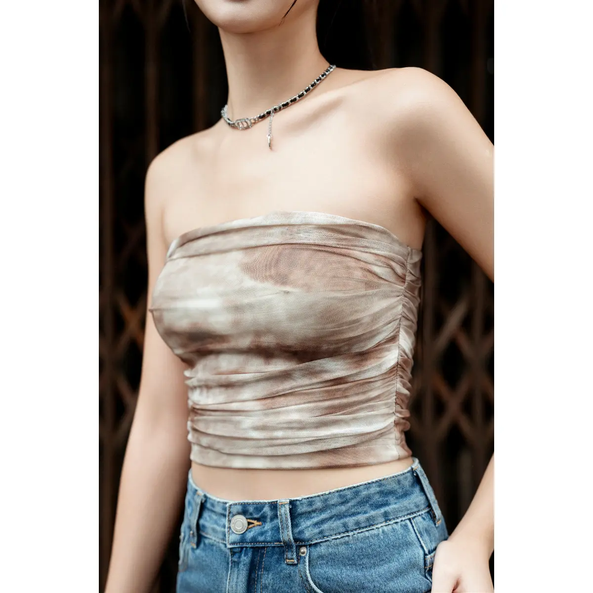 MACY MESH PADDED TOP (BROWN)