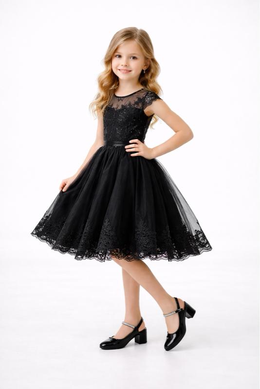 S&B Sepatu Heels Anak Perempuan Ber Hak Ukuran 26 Sampai 35 Shoes dengan Desain Elegan dan Tali Berhias