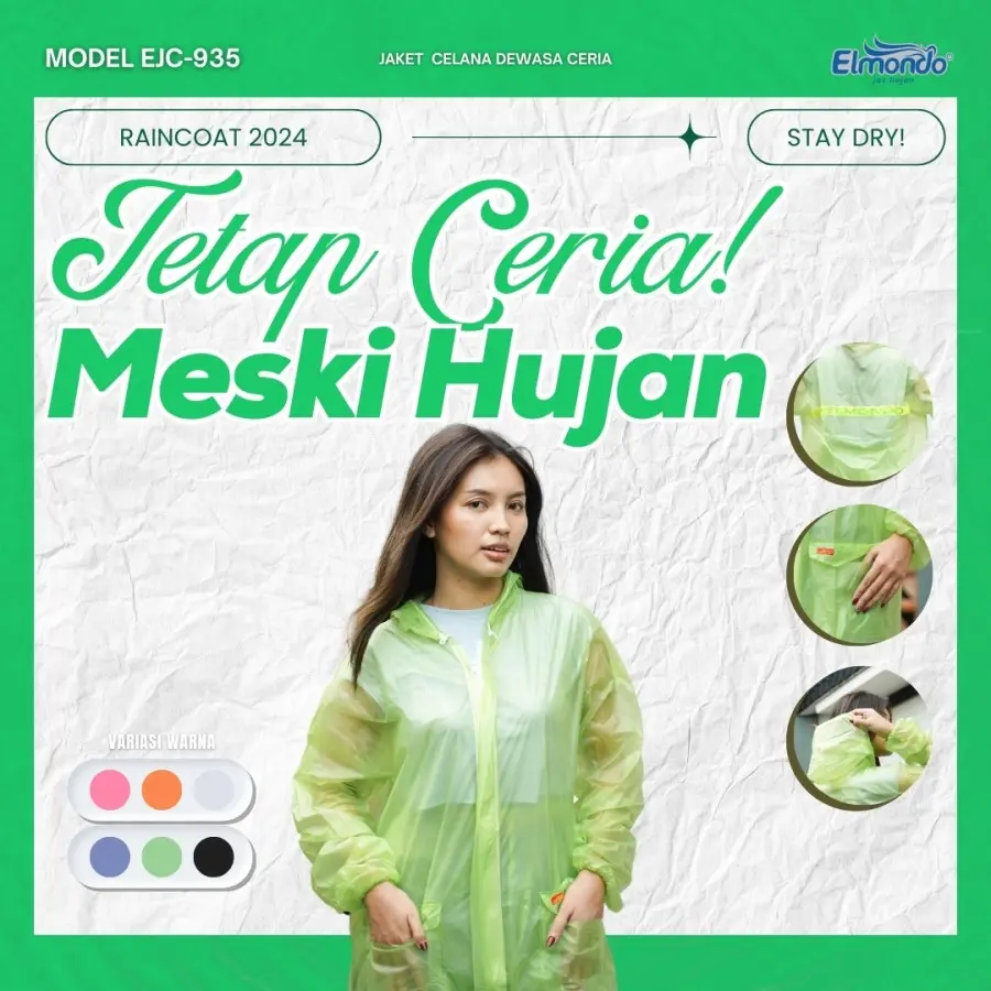 Jas Hujan Jaket Celana ELMONDO Ceria Murah Type 935 SETELAN xxxl ringan