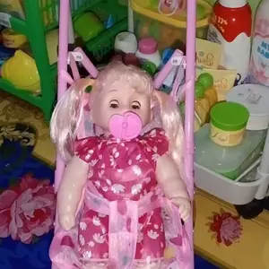 Mainan Boneka Stroller Lengkap Nangis Mama Papa dengan Troli Bayi Anak Perempuan Plastik Dolls Toys