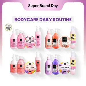 SCARLETT 4in1 Bodycare Daily Routine Body Scrub + Shower Scrub + Body Serum + Body Lotion Paket Sehari-hari Mencerahkan Kulit | Intense Mencerahkan Kulit Wangi Tahan Lama