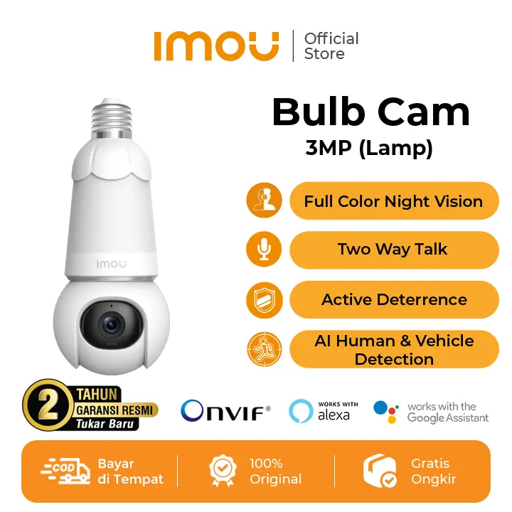 IMOU Bulb / Bulb 2C 3MP Kamera Smart CCTV Wi-Fi 6 Bohlam Lampu Full Color Night Vision AI Human Detection Garansi 2 Tahun 0