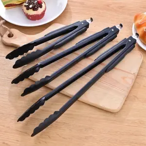 Capitan Makanan Jepitan Kue Gorengan Hitam Kitchen Tong Stainles Steel