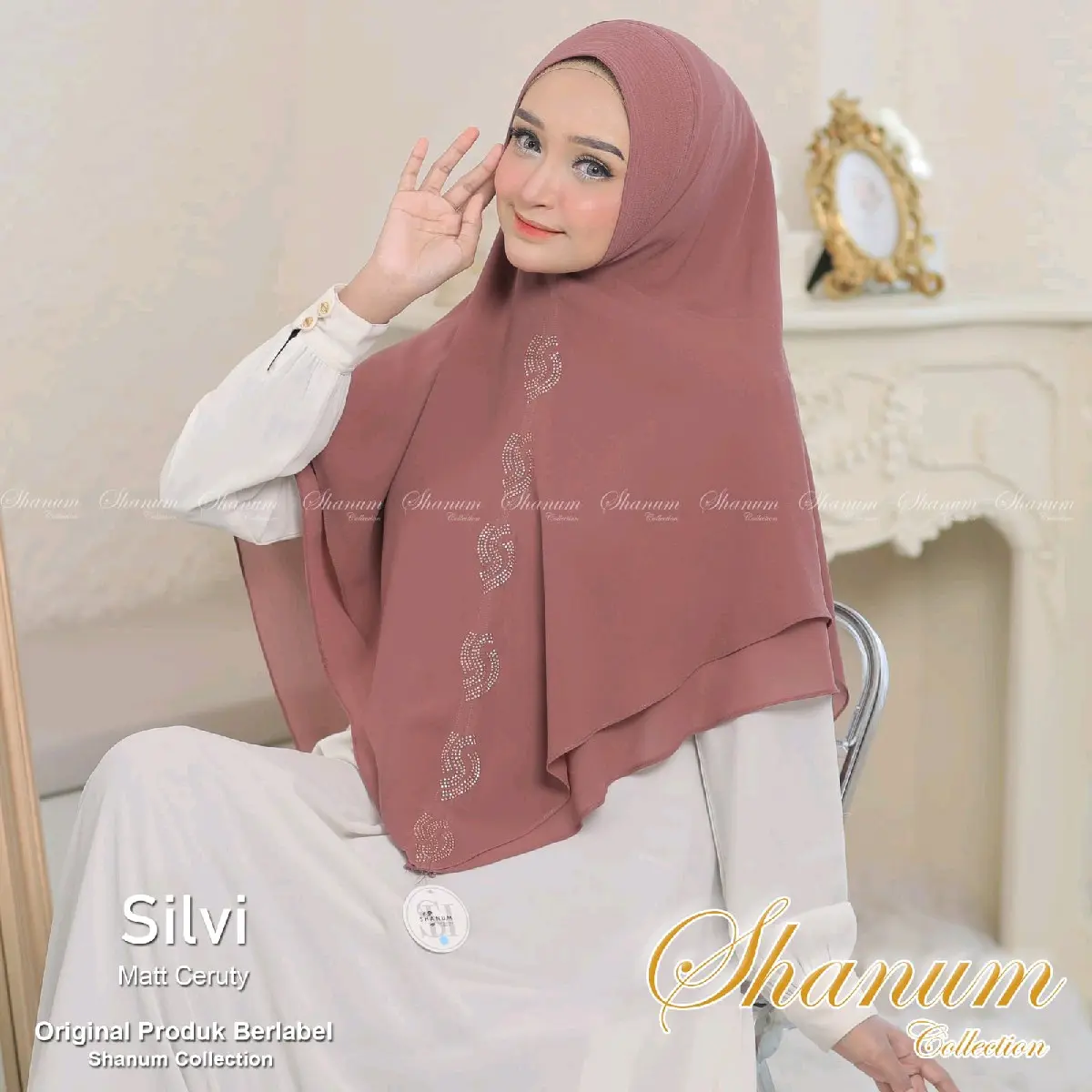 Jilbab khimar syari kyara dua layar ori by shanum Ceruty Muslim Kerudung Wanita Simple Instan Payet Layer