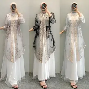 Raya Dress Camelbusana  Lebaran Kondangan Pesta Satu Set Inner Outer Dan Rok Tutu Tile Bordir Motif - Atasan Bawahan Dewasa Gamis Muslim