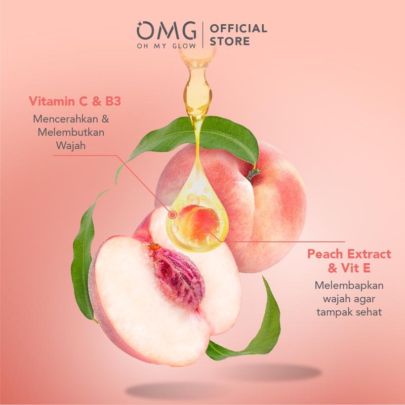 OMG OH MY GLOW Peach Glowing Toner 100 ml with Serum Vitamin B3, Vitamin C, & Vitamin E 2
