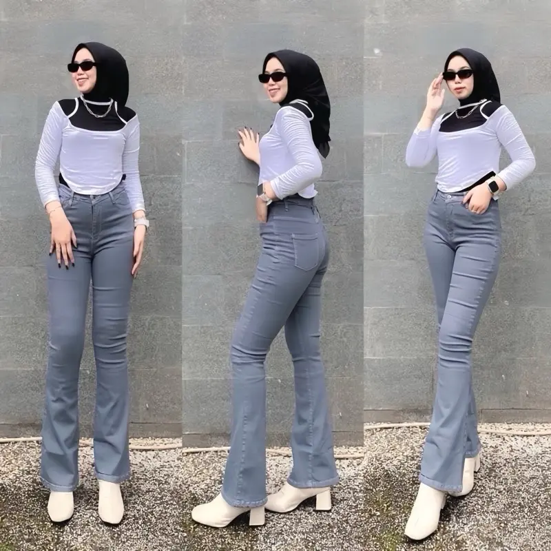 Highwaist Jeans Cutbray Loose-Celana Cutbray Jeans Wanita Kekinian Premium Panjang Cewek Denim