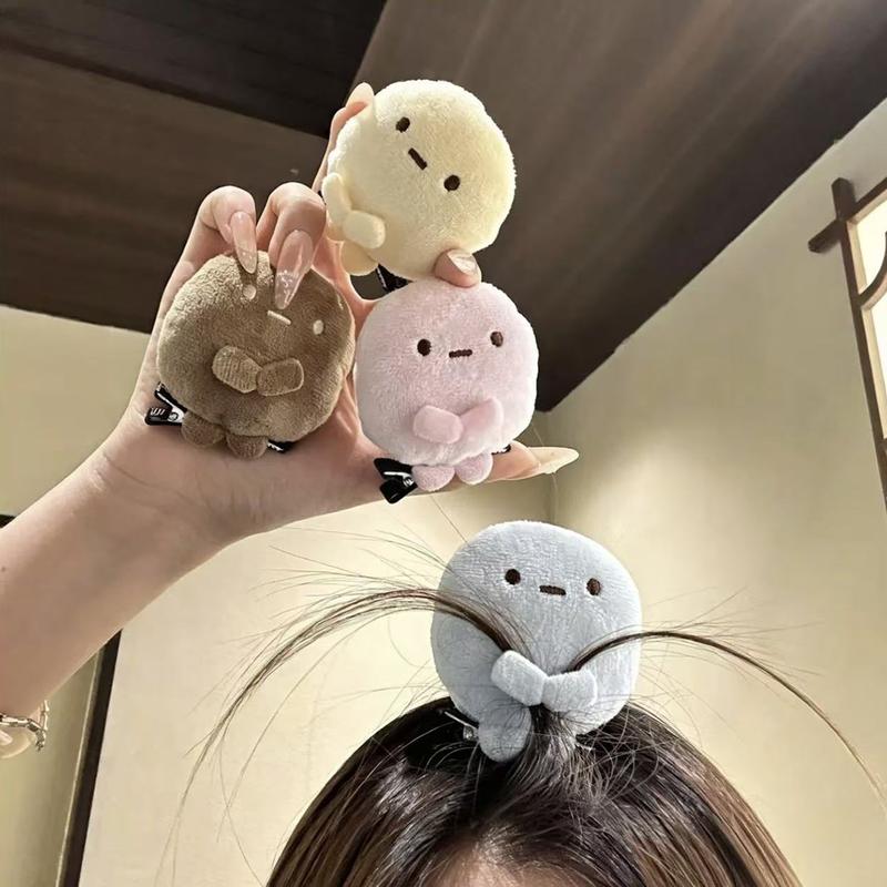 Kẹp tóc lông mềm hình hoạt hình phong cách Hàn Quốc, nhiều màu sắc dành cho nữ; quà tặng sinh nhật dễ thương cho học sinh/sinh viên