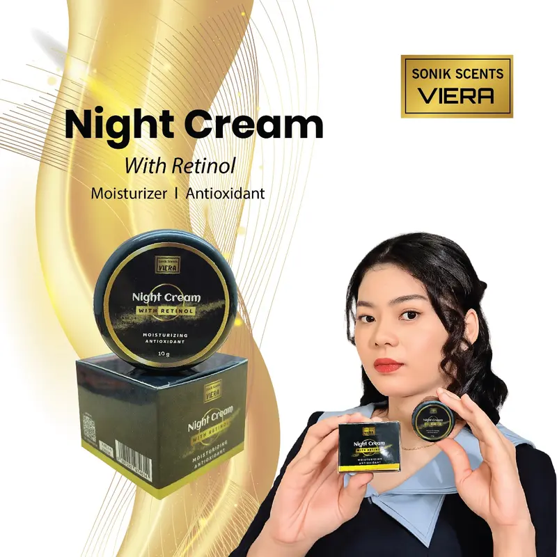VIERA Night Cream 10 gram I with Retinol Krim Malam Perawatan Membantu melembapkan serta menutrisi kulit wajah, sebagai antioxidant 0