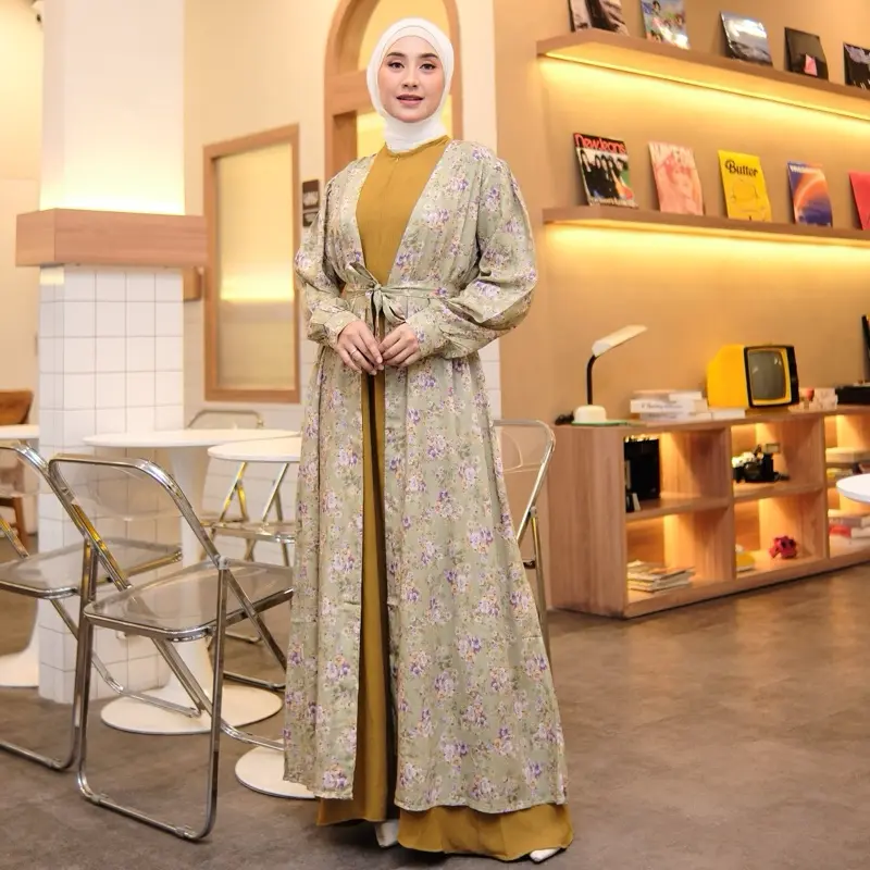 Claudia Gamis Outher Motif By Melisa Syari Wanita Muslim Dress Airflow Rayon 1