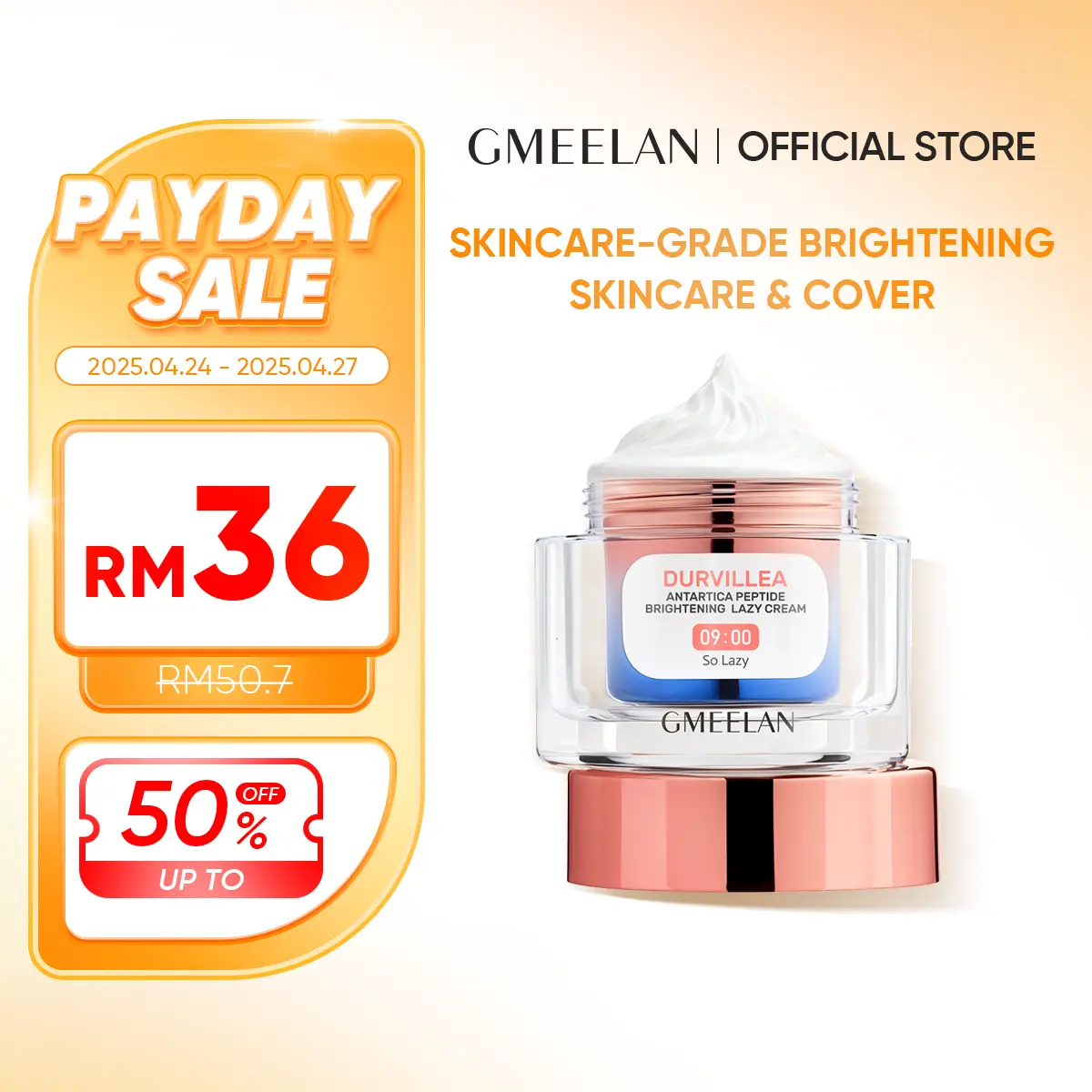 GMEELAN Durvillea Polypeptide Restoring Lazy Cream Ceramides 8X Whitening Ingredients Long-Lasting Barrier Repair Deep Whitening Light Texture 30G Moisturizer Skincare Day Night Cream