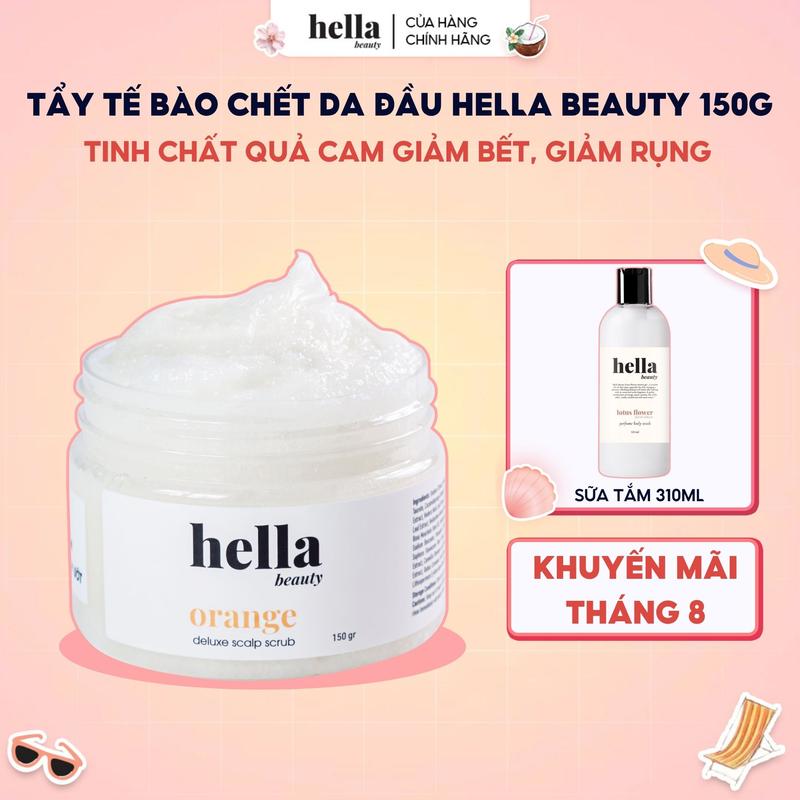Tẩy tế bào chết cho da đầu tinh chất quả cam Hella Beauty 150g làm sạch da đầu giảm bết dầu