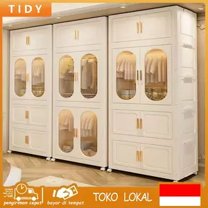[COD 24h shipping] Tidy Tribe 60/70CM Lemari Baju Bayi Anak Plastik Dan Lemari Pakaian Dewasa Lemari Pakaian Estetik Minimalis Dengan Roda Lemari pakaian lipat Lemari pakaian multifungsi Lemari pakaian putih Tahan debu dan kapasitas besar
