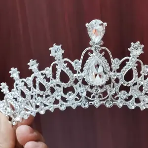 YADORNOS Tiara Mahkota Kristal Berlian Imitasi Bentuk Tetesan Air untuk Pernikahan-Tiara Mahkota Berlian Kristal Berkualitas Tinggi -Tiara Logam Murni Yang Kokoh