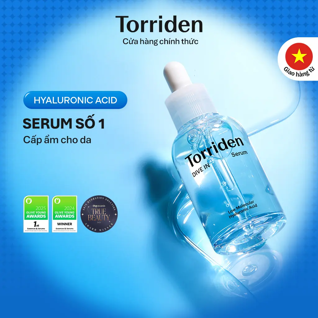 Serum HA Torriden 5D Hyaluronic Acid phân tử nhỏ thấm sâu cấp ẩm làm dịu da DIVE IN Serum 50ml