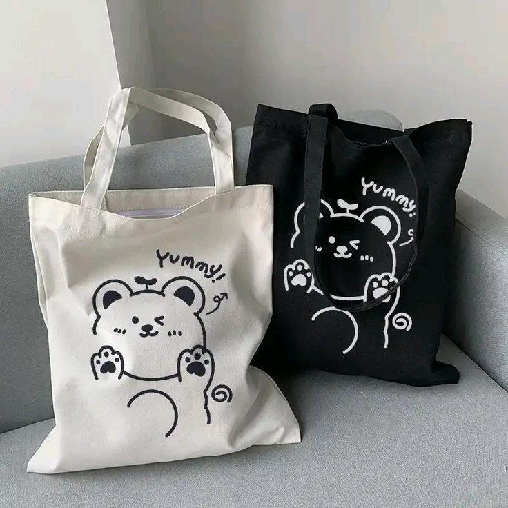 TOTEBAG RESLETING - Tas remaja pria dan wanita - Tote bag untuk sekolah - bekerja Cowok Hitam Kanvas spounbond 2
