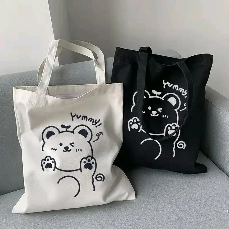 TOTEBAG RESLETING - Tas remaja pria dan wanita - Tote bag untuk sekolah - bekerja Cowok Hitam Kanvas spounbond 2