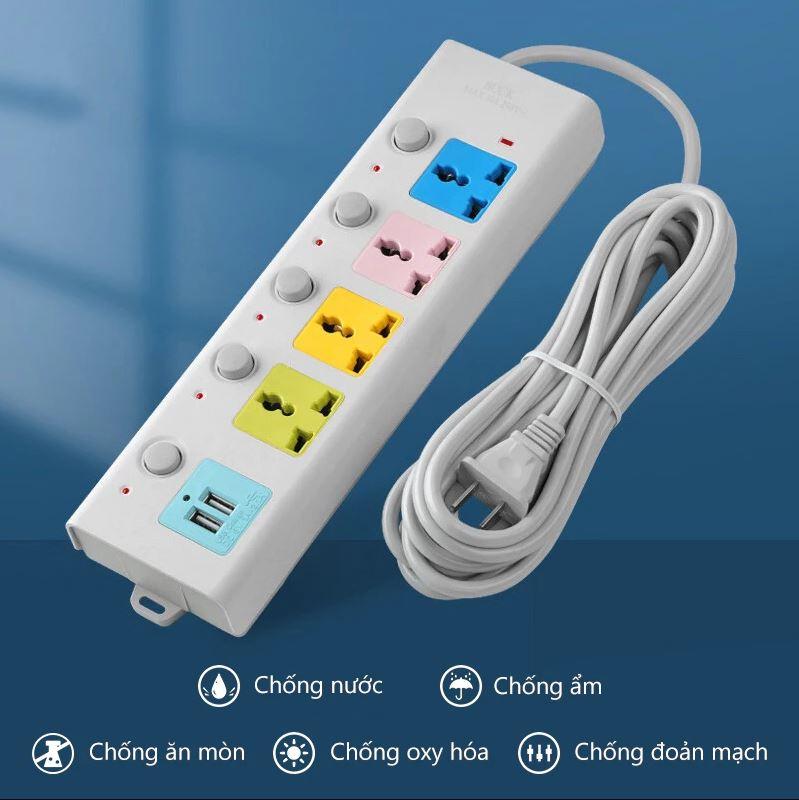 Ổ cắm điện đa năng - Có công tắc + đầu cắm USB - Tiện lợi 4