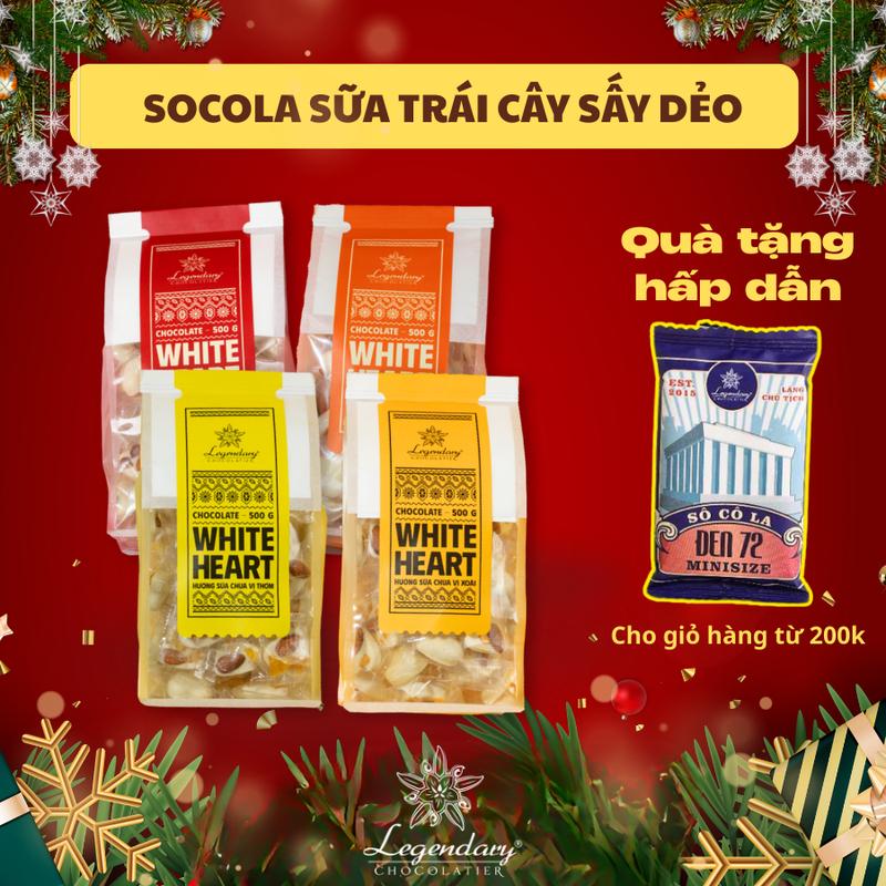  Socola Sữa Chua Ăn Vặt White Heart của Legendary Gói 500g - 4 Hương vị Mới lạ Hấp Dẫn Độc Đáo 