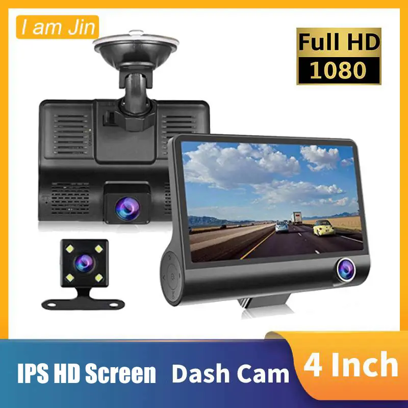 4 inch Black Box Car DVR Dashcam Dash Camera IPS HD Screen 1080P Dual Lens Video Recorder Front + Rear View Camera Dash Cam